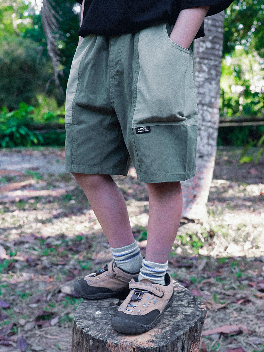 兒童夏季日系重磅復古水洗棉短褲