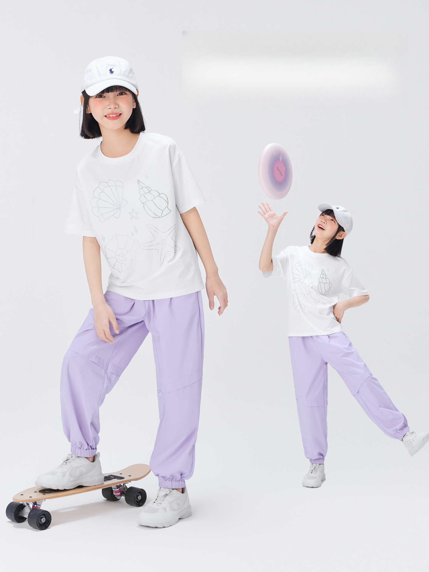 女童分區透氣束腳速乾褲