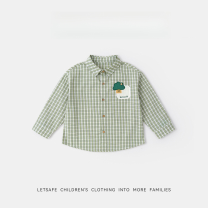 春季男童格子襯衫