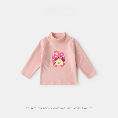 兒童趣味半高領秋季長袖打底T恤