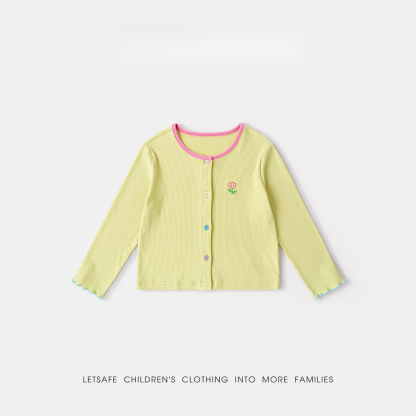 春季女童清新小花針織衫外套