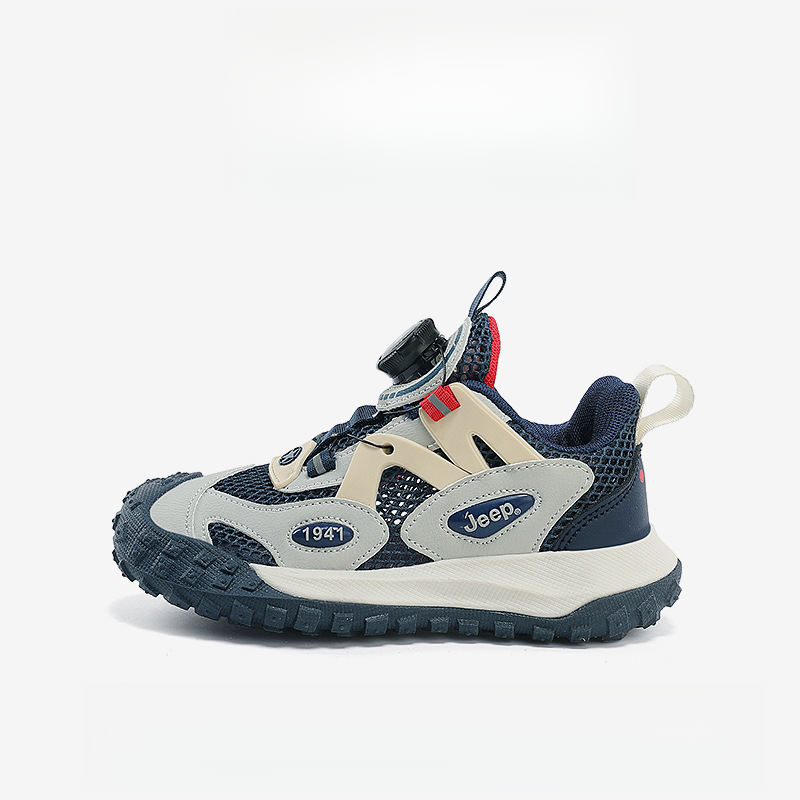 男童夏季旋轉紐扣網面透氣休閒運動鞋