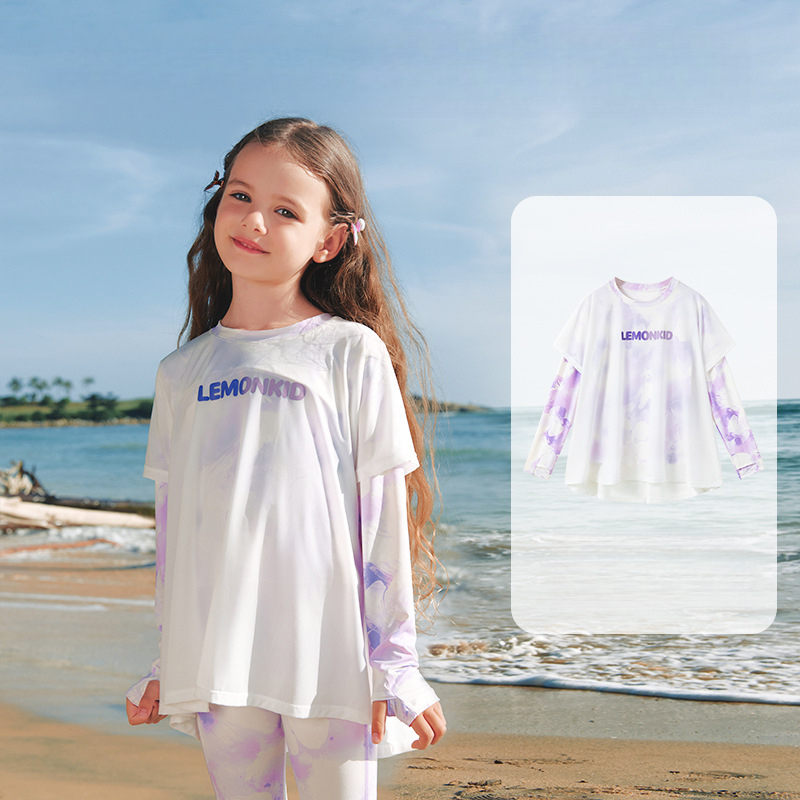 女童假兩件防曬衣