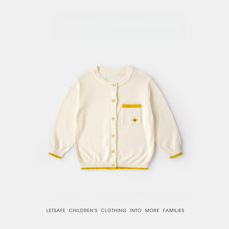 春季兒童簡約親膚針織開衫毛衣