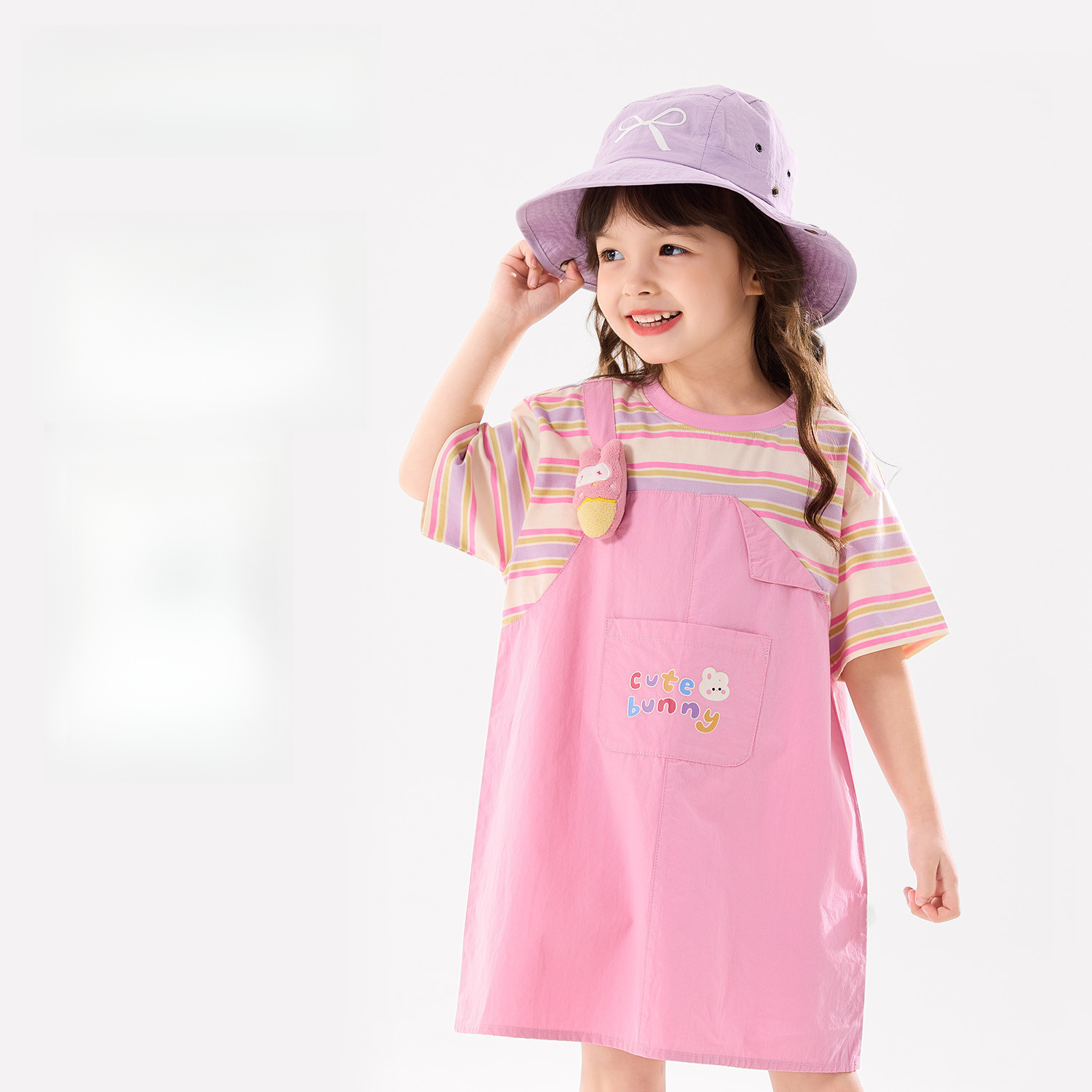 女童夏季假兩件背帶連衣裙