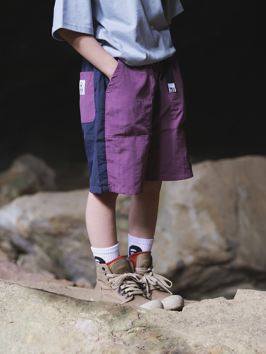 撞色寬鬆速乾五分褲