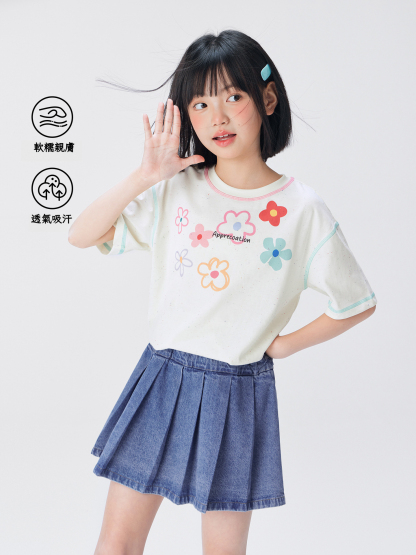 女童多巴胺花朵T