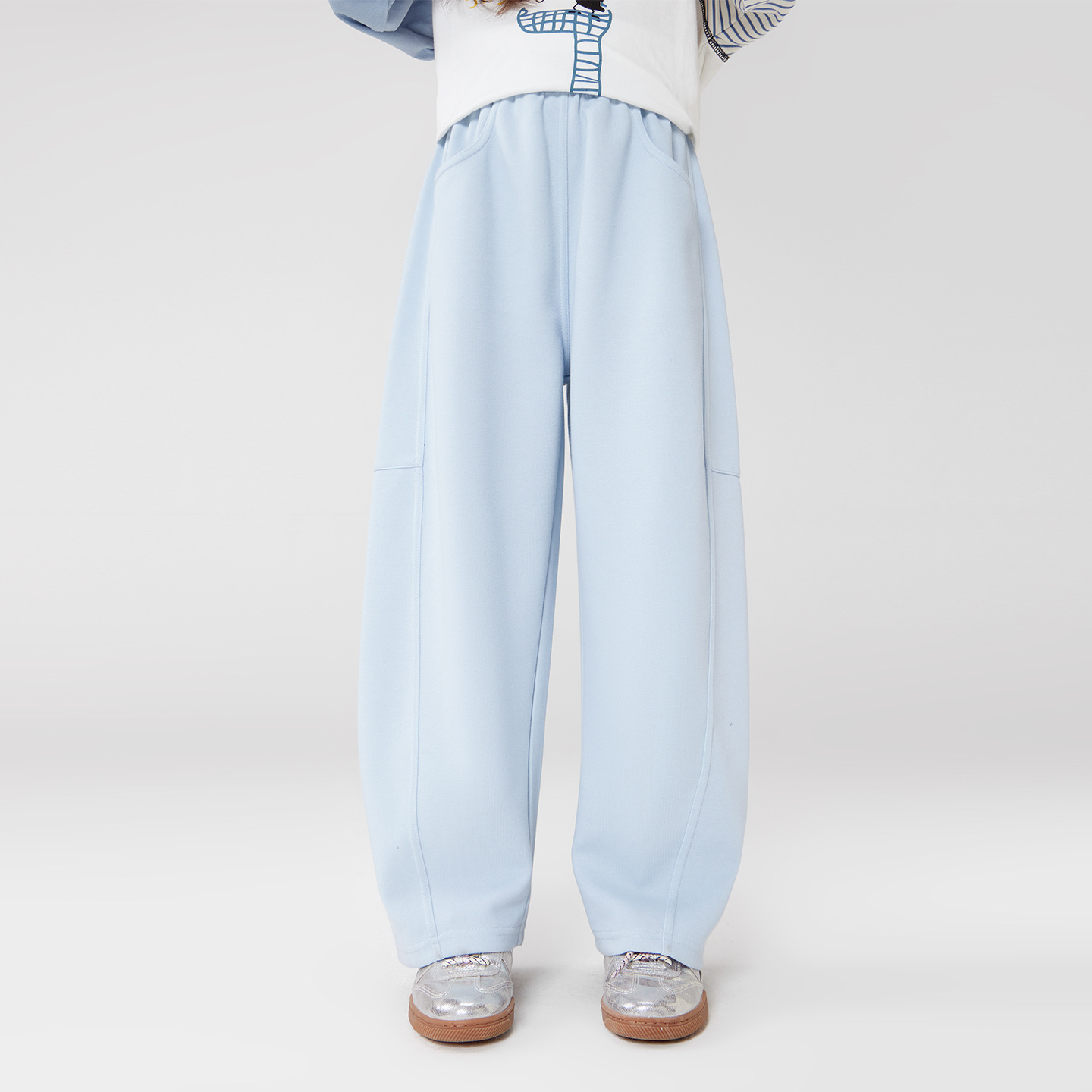 女童春秋時尚彎刀運動褲