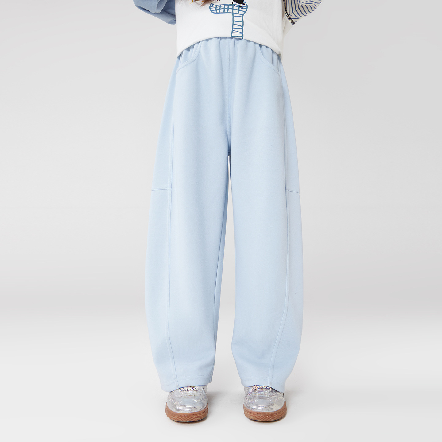 女童春秋時尚彎刀運動褲