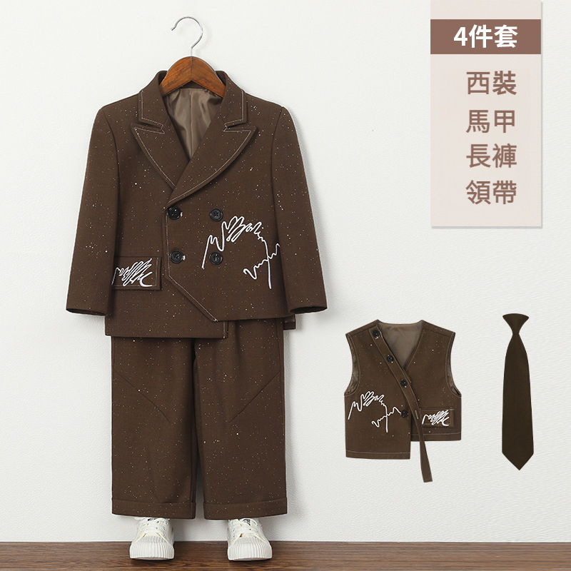 兒童復古滿天星刺繡西服