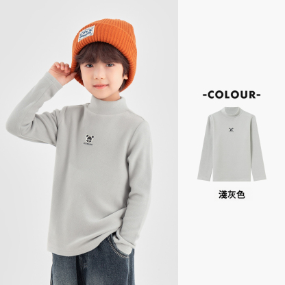 男童半高領冬季內搭長袖T恤
