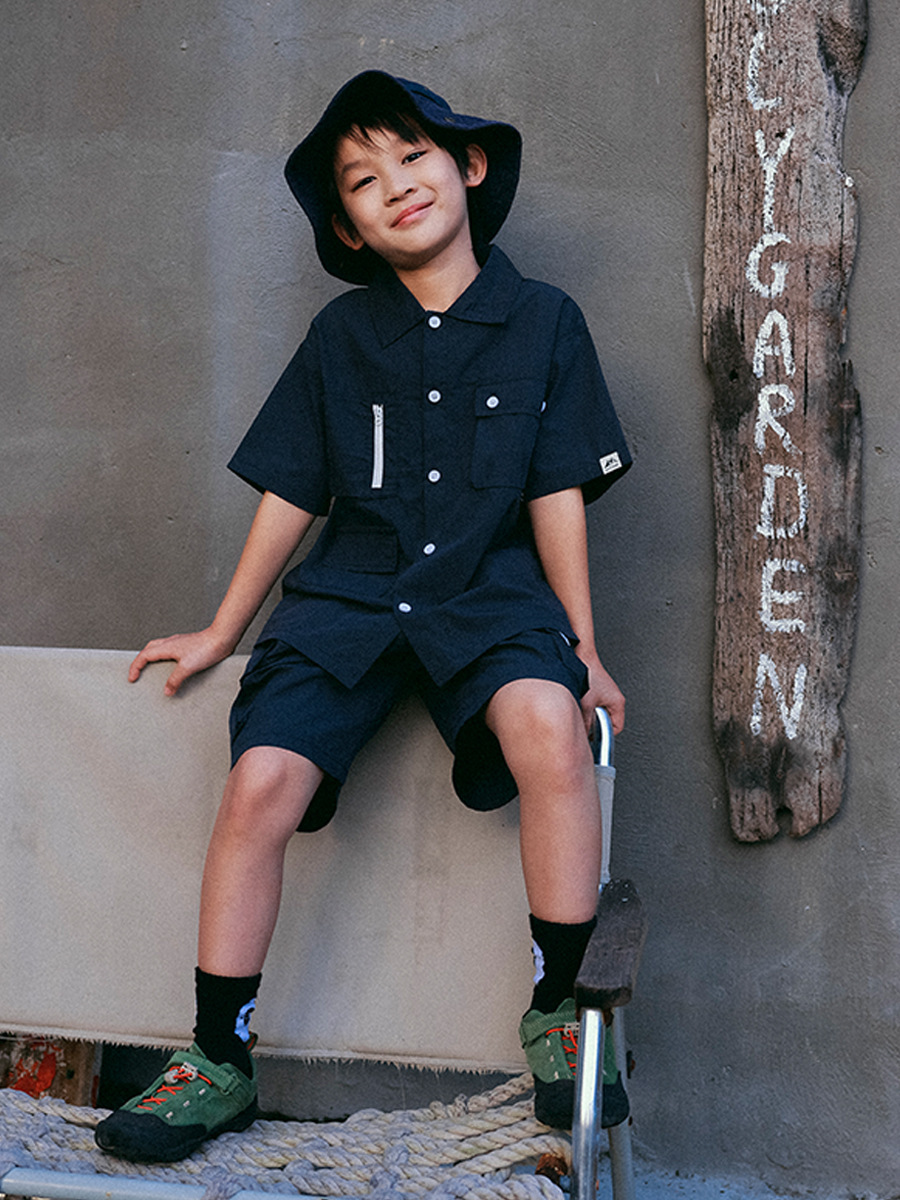 男童夏季山系戶外兒童短袖襯衫短褲套裝