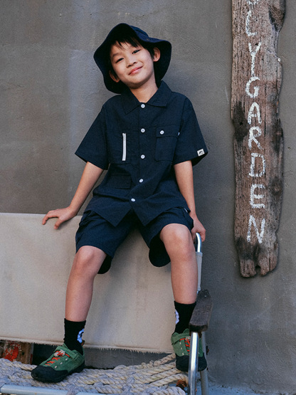 男童夏季山系戶外兒童短袖襯衫短褲套裝