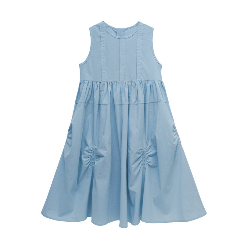 女童泡泡棉純棉無袖A字裙