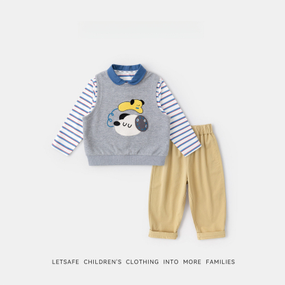 兒童春季T恤馬甲休閒褲三件套