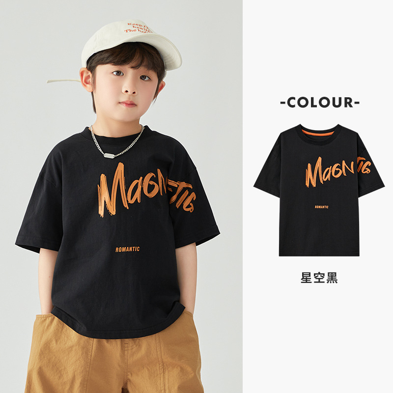 夏季男童薄款涼感印花短袖運動休閑純棉上衣