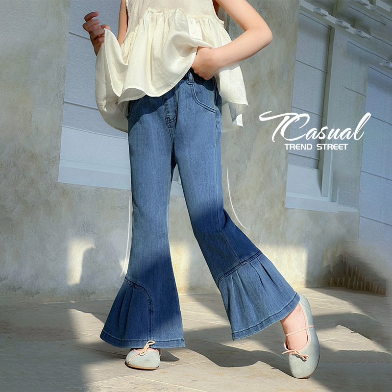 男童女童春秋韓版甜美時尚喇叭褲