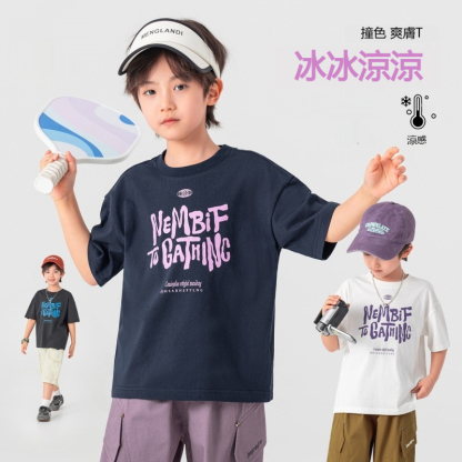 男童夏季字母印花純棉短袖
