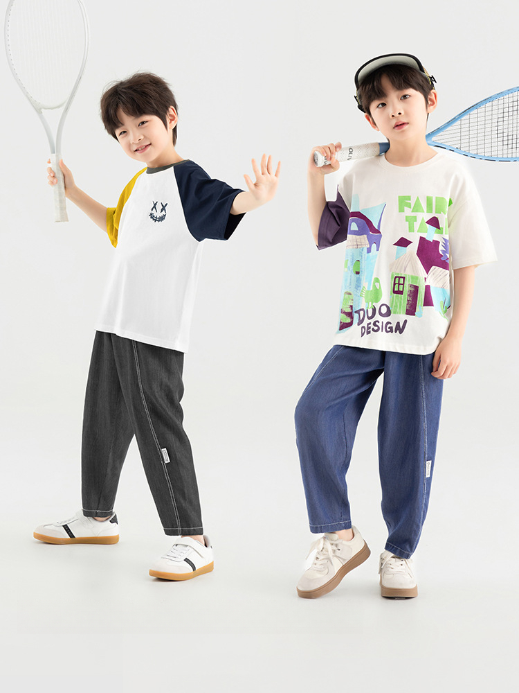 男童夏季天絲仿牛仔萊賽爾休閒褲