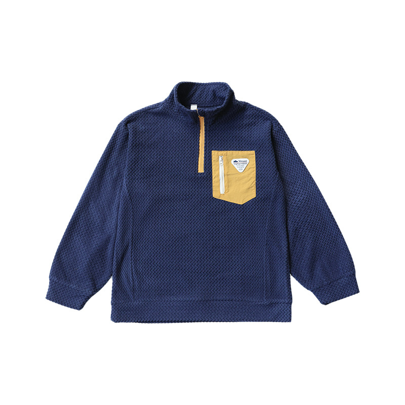 男童半開領套頭運動保暖加絨衛衣