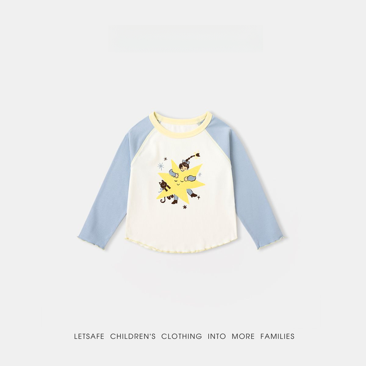 春季女童童趣插肩袖T恤