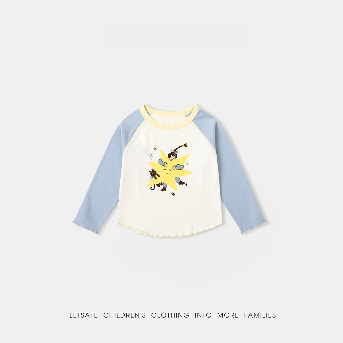 春季女童童趣插肩袖T恤