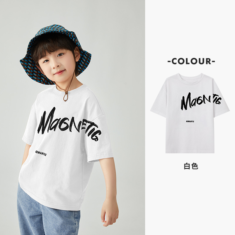 夏季男童薄款涼感印花短袖運動休閑純棉上衣