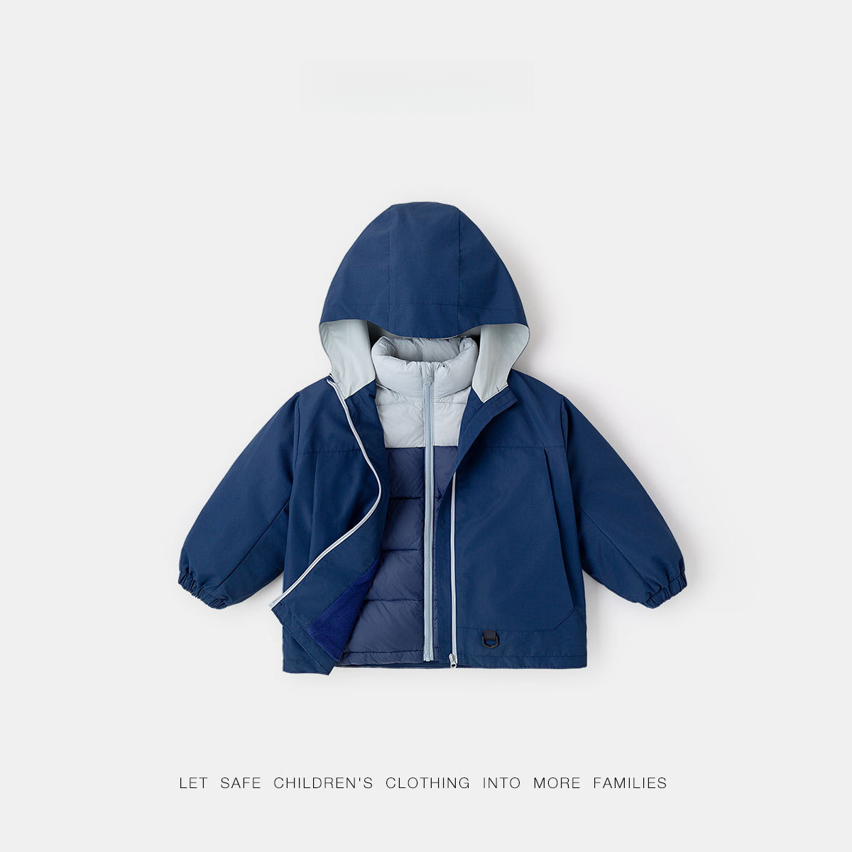 兒童秋冬蓄熱三合一羽絨服軟殼外套