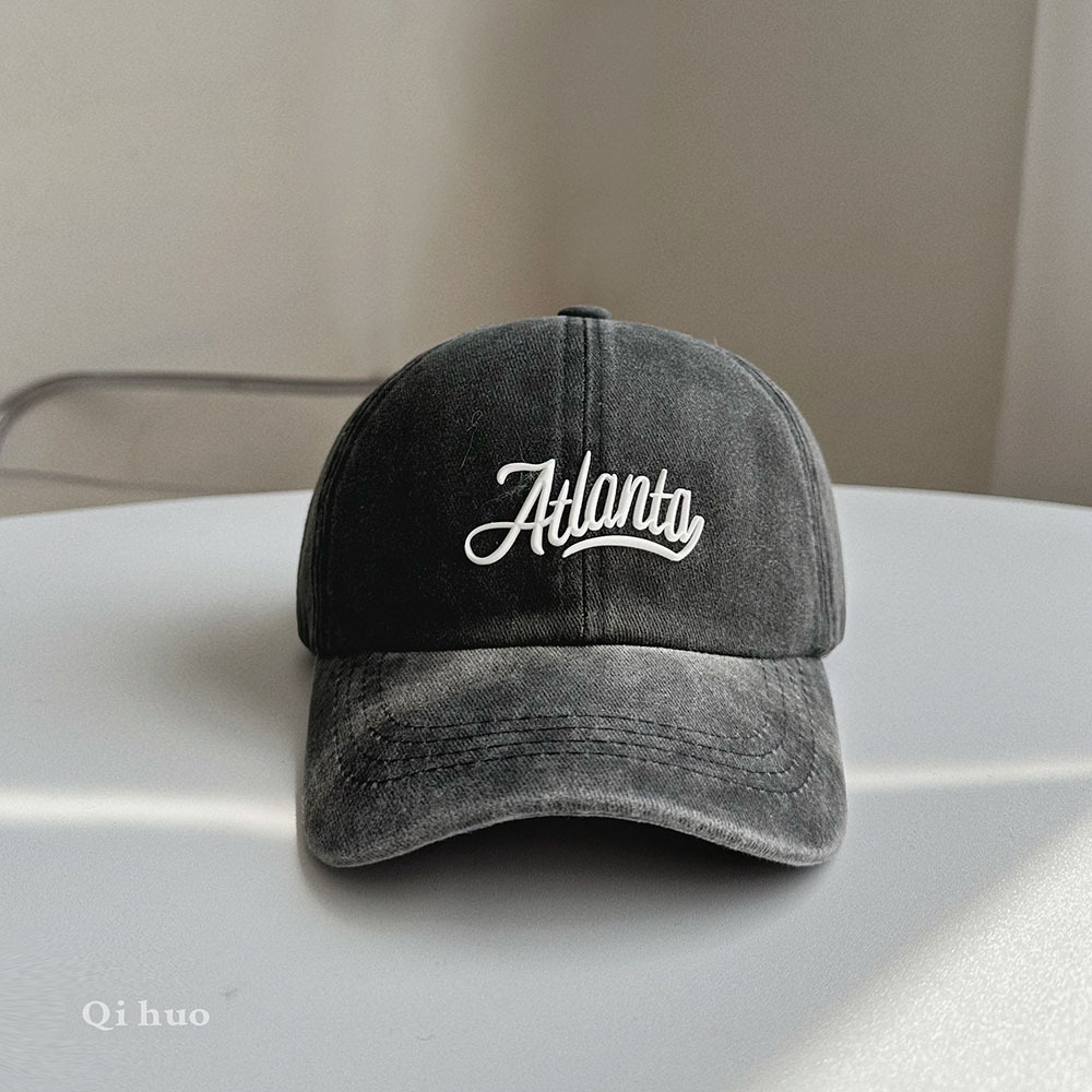 兒童字母水洗做舊鴨舌帽