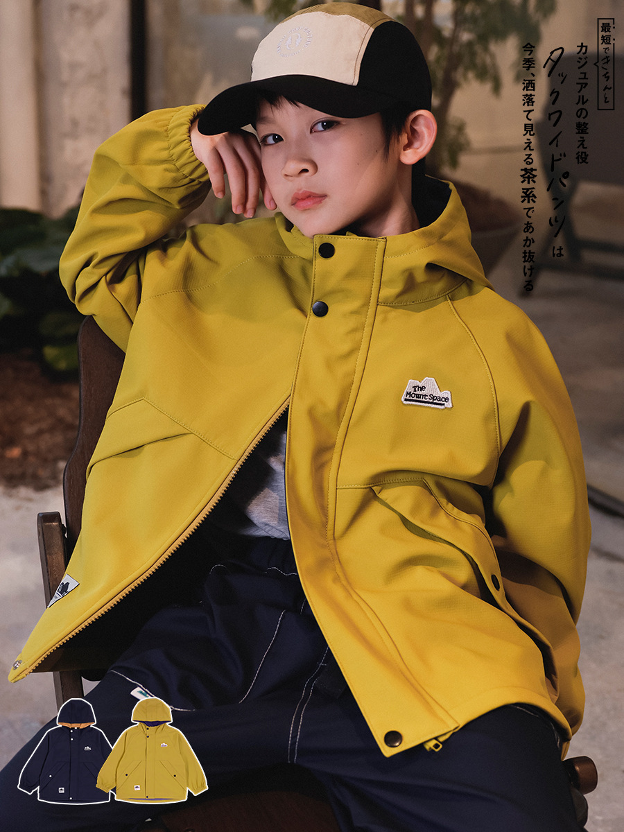 男童抗風一體絨保暖衝鋒衣