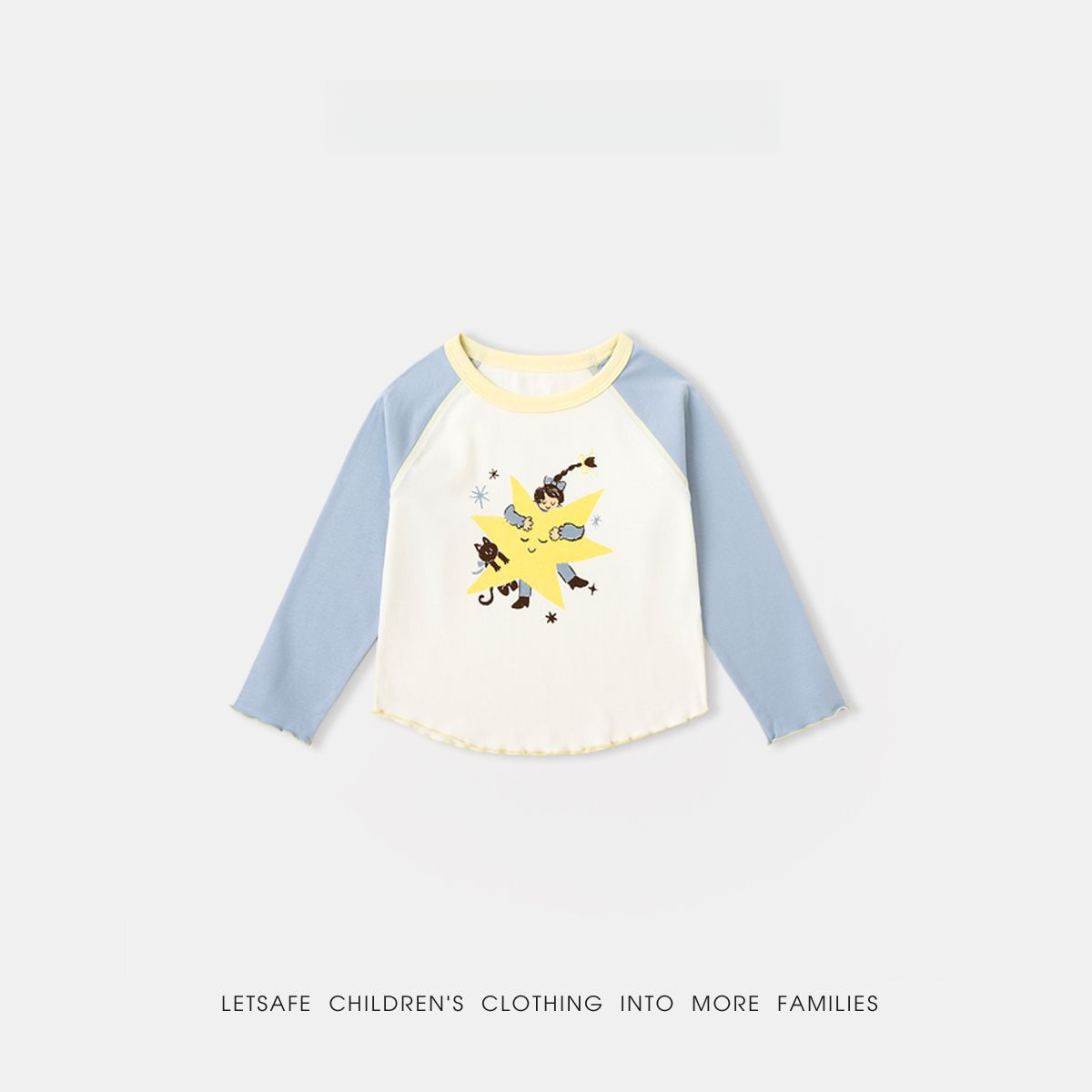 春季女童童趣插肩袖T恤