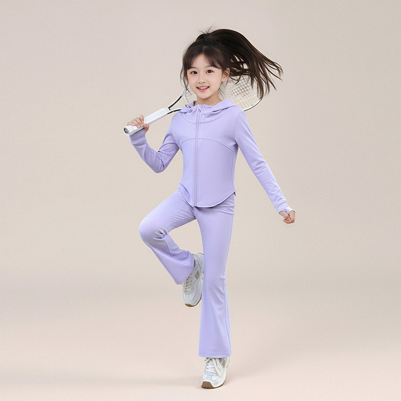 女童春季高彈修身速乾瑜伽服套裝