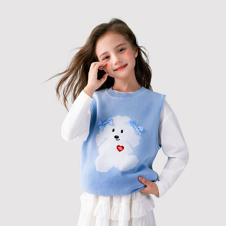 春秋新款女童卡通針織馬甲