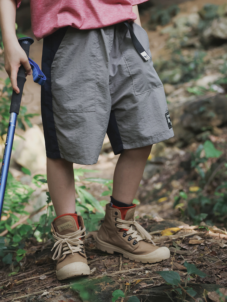 撞色寬鬆速乾五分褲