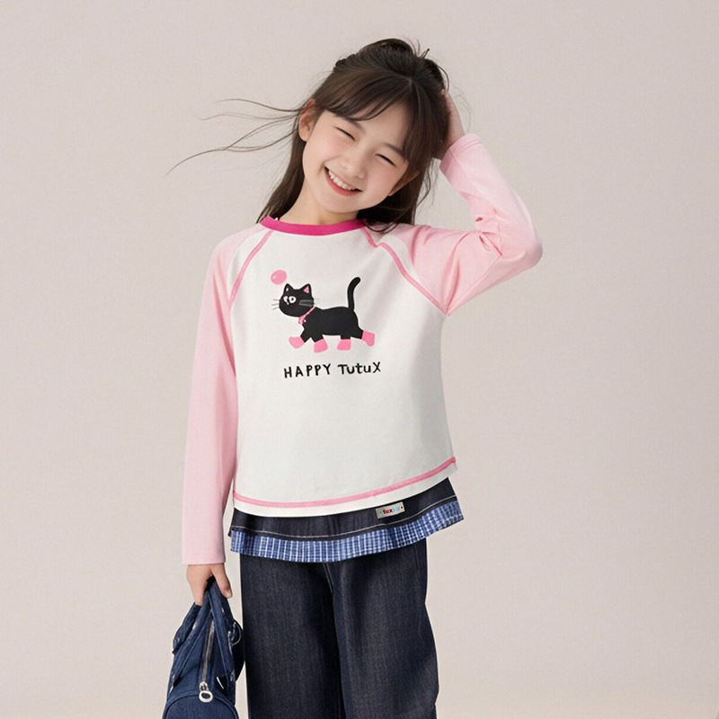 女童冰瓷棉長袖T恤