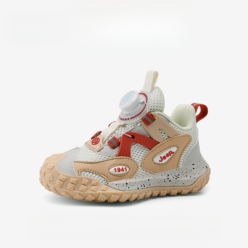 男童夏季旋轉紐扣網面透氣休閒運動鞋