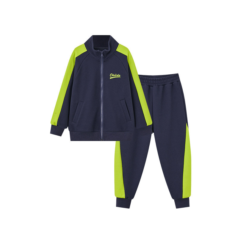春秋季男童拼接色運動套裝