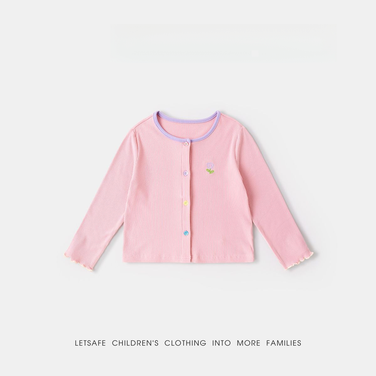 春季女童清新小花針織衫外套