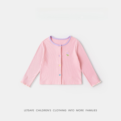 春季女童清新小花針織衫外套