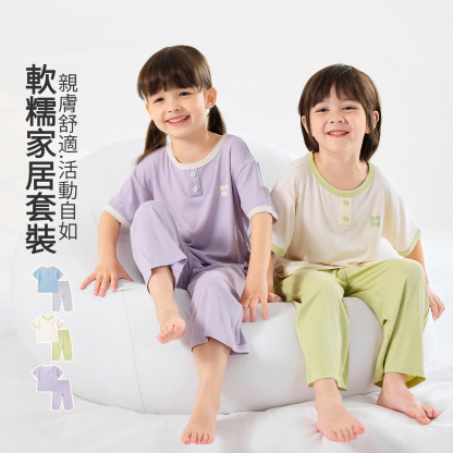 兒童夏季短袖長褲家居服套裝