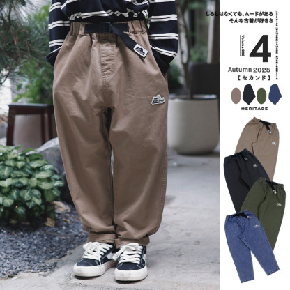 兒童秋季機能耐磨工裝直筒褲