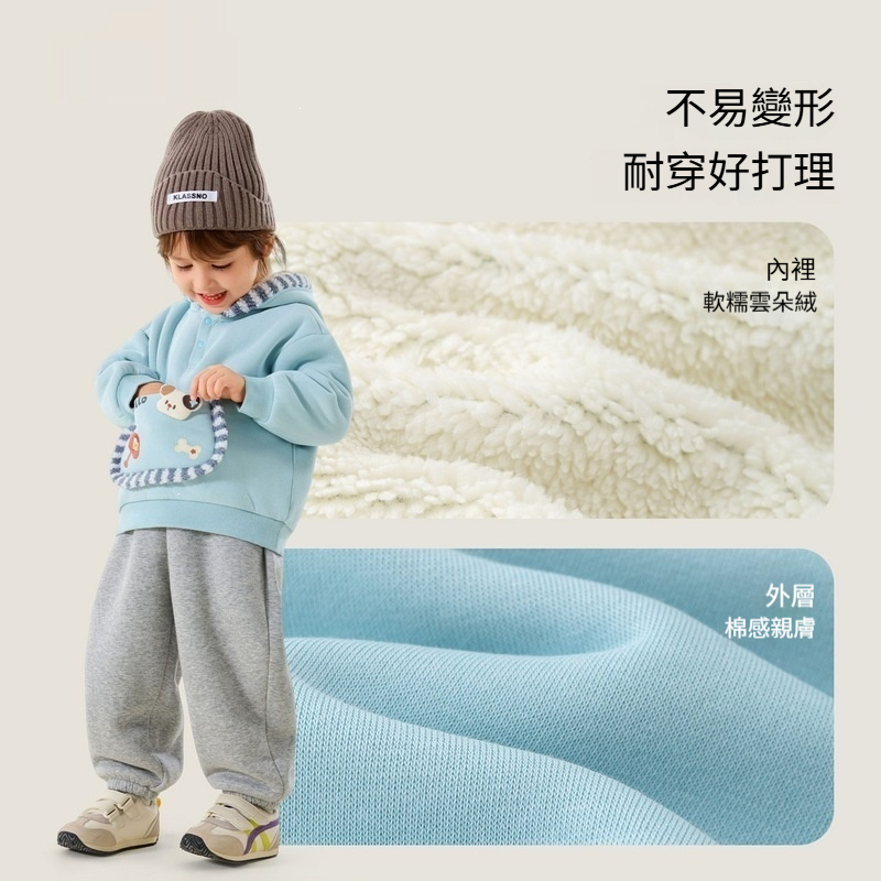 兒童立體卡通個性口袋連帽衛衣長褲套裝