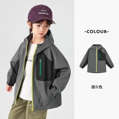 南通春秋款拼色戶外連帽上衣外套