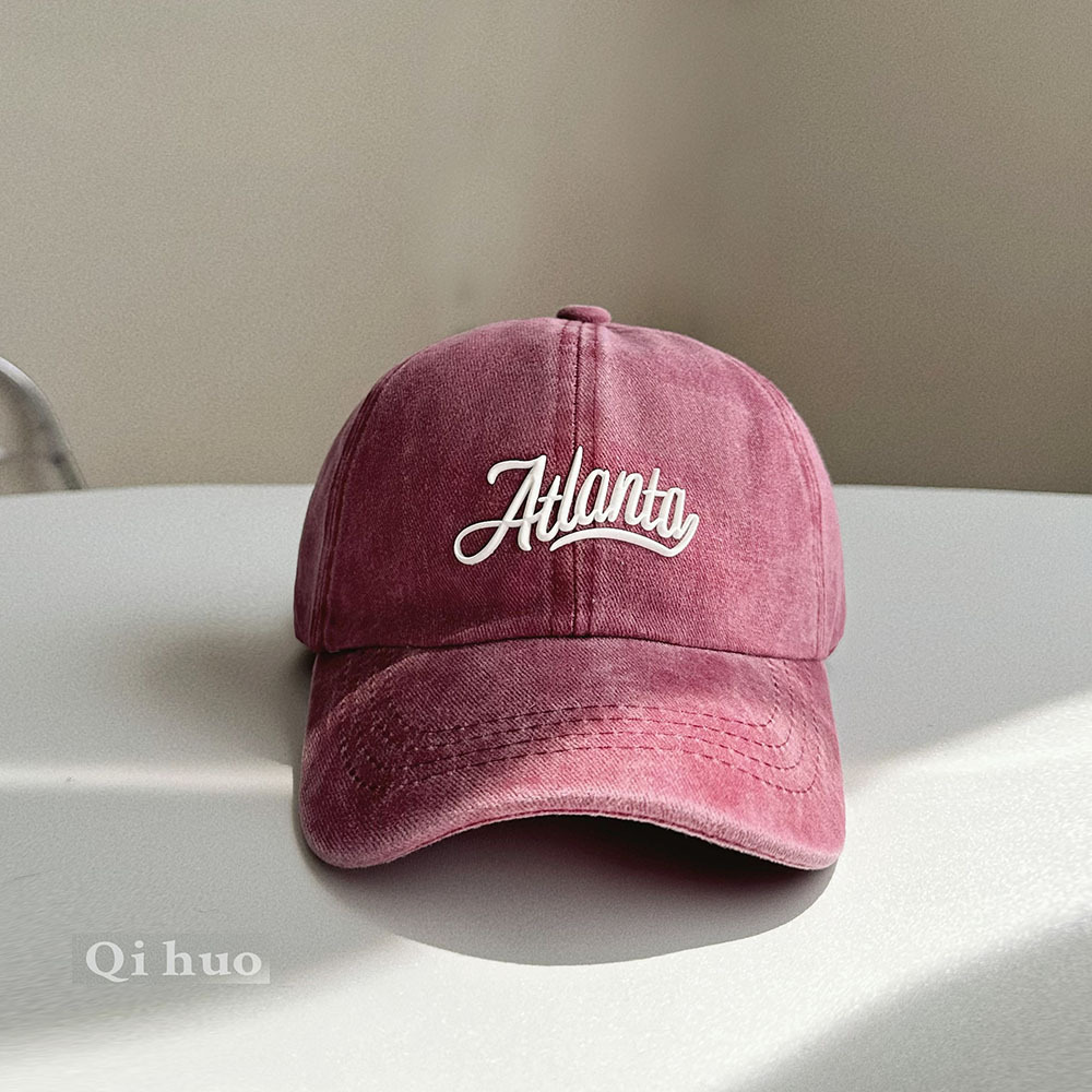 兒童字母水洗做舊鴨舌帽