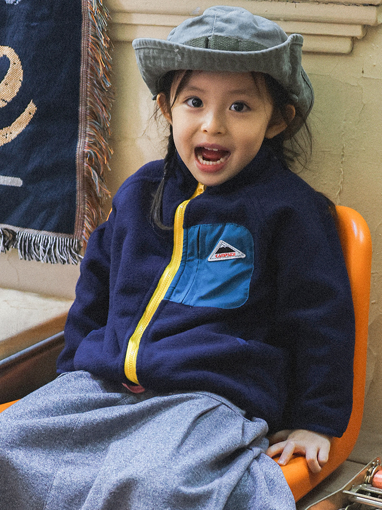 秋冬兒童搖粒絨外套立領上衣