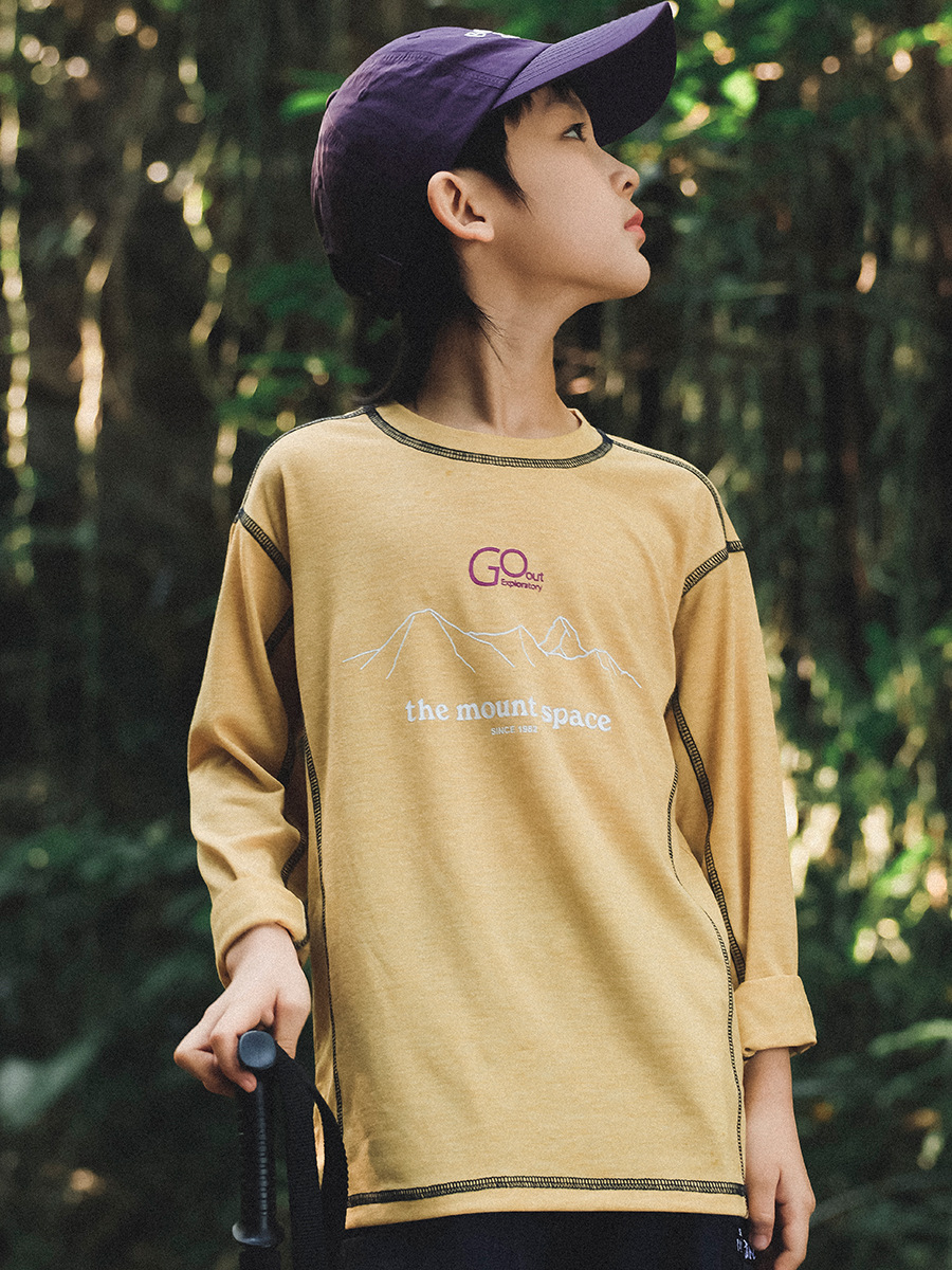 男童春季戶外明綫撞色速乾長袖T恤