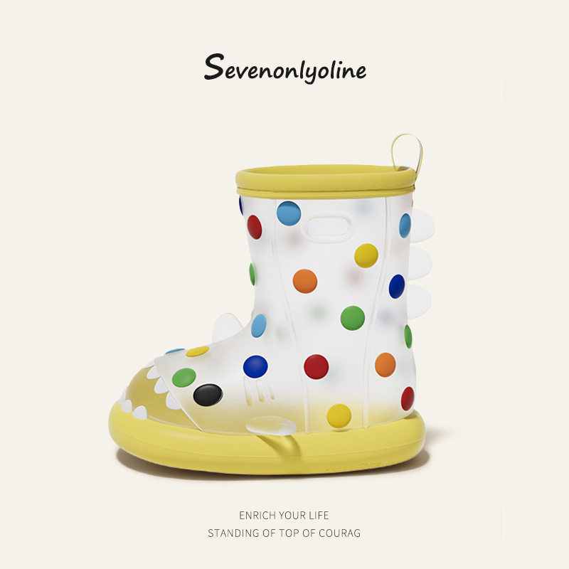 波點彩虹豆兒童雨靴