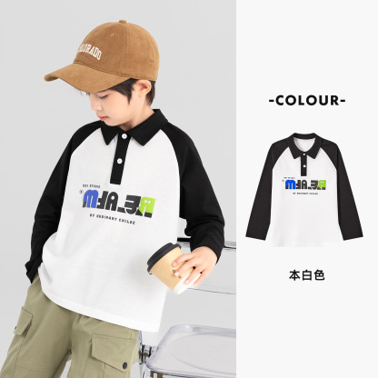 男童POLO衫春秋拼色字母