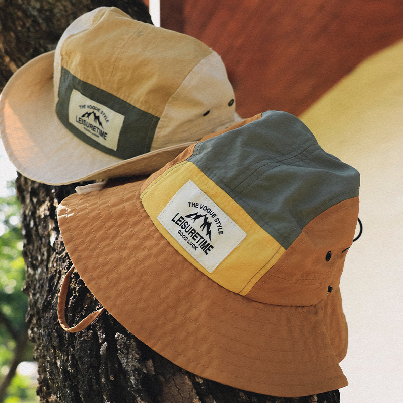 亲子兒童親子春季大帽簷撞色速乾防曬漁夫帽