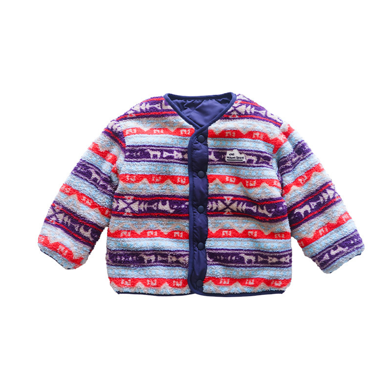 女童民族風加絨加厚奧粒絨雙面穿外套